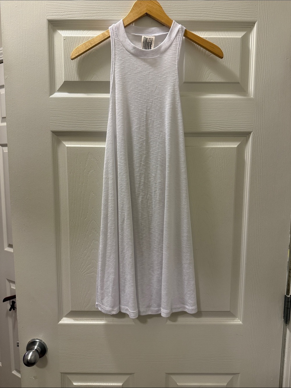 Free People White Sleeveless Mini Swing Dress
